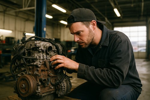 recycled engine inspection at Western Auto & Truck Parts in Calgary